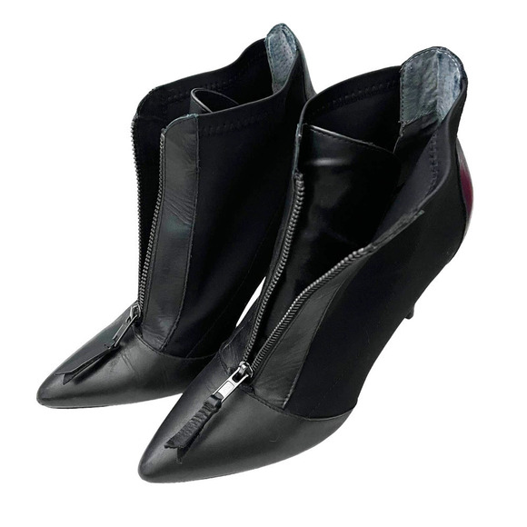 Charles by Charles David Ankle Boot Front Zip Mixed Media Leather Black Size 8.5 - Picture 5 of 8